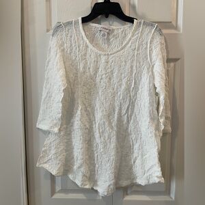 NWT Peck & Peck White Crinkle Shirt, Lighweight, 3/4 sleeve, Women's Size PM